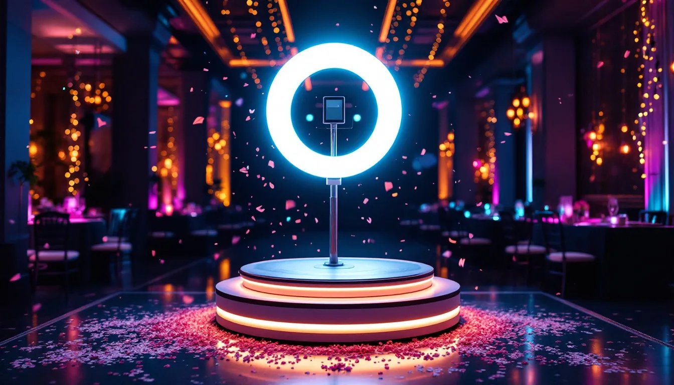 Glowing 360 photo booth at an Indianapolis reception